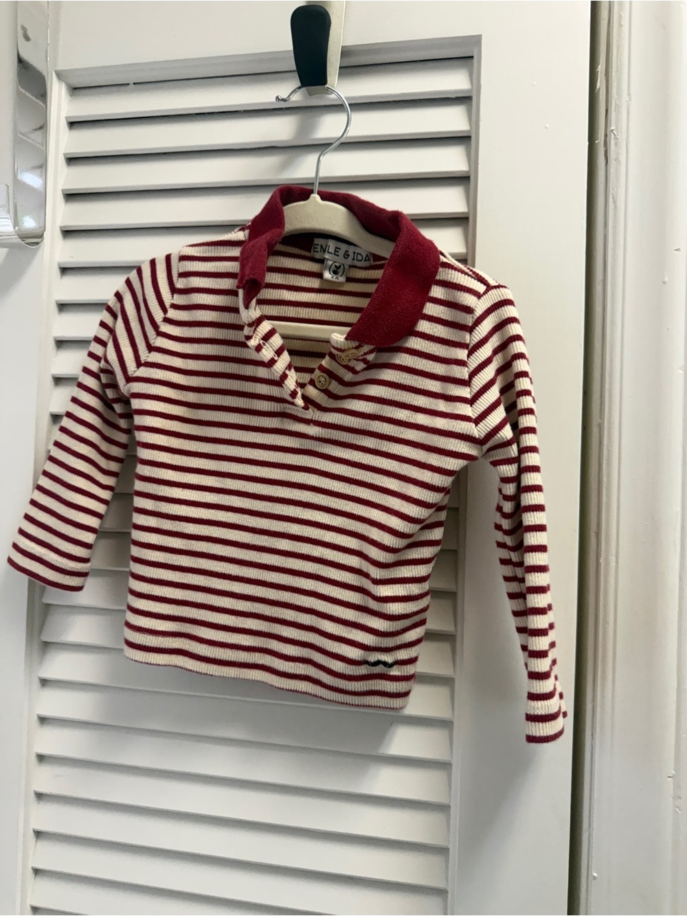 Red & Cream Striped Kids Polo Sweater